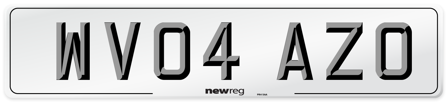 WV04 AZO Number Plate from New Reg